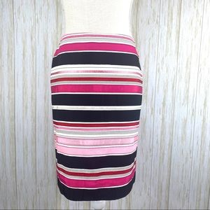 Talbots Petite black pink stripe ribbon skirt 2P